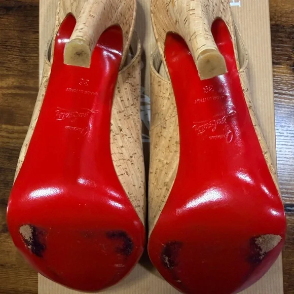 Christian Louboutin Peep-Toe Slingbacks So Private 120 All Cork 35.5/36 - Picture 5 of 16